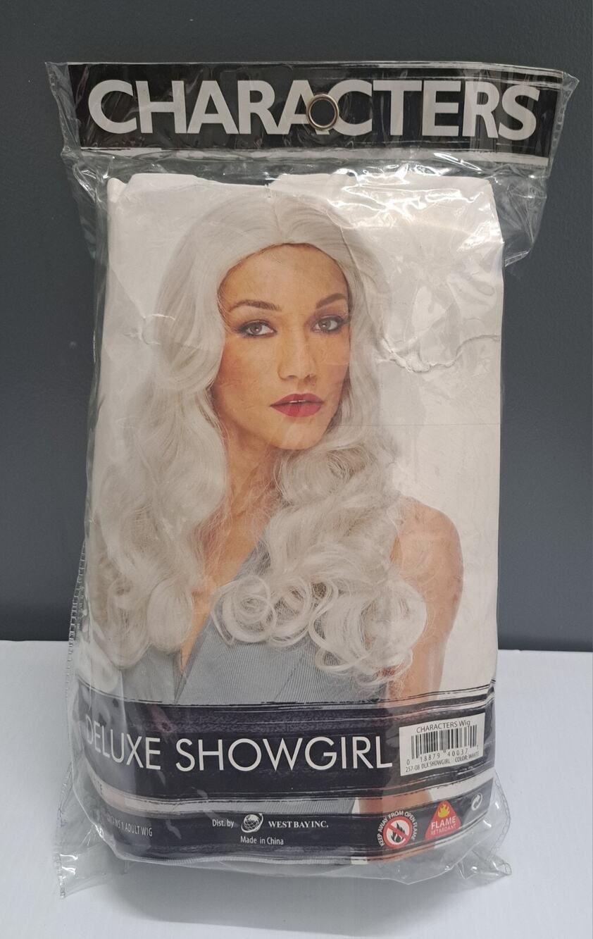 Characters Deluxe Showgirl Wig White Long Wavy Costume Halloween Cosplay Retro